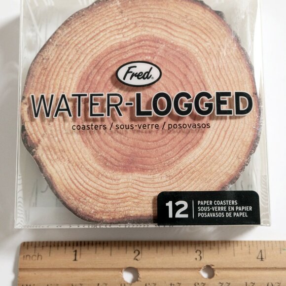 Pack of 12 Paper Faux Bois Wood Slice Coasters - Picture 4 of 4